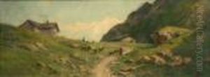 Paesaggio Alpino Con Figure by Giacinto Bo