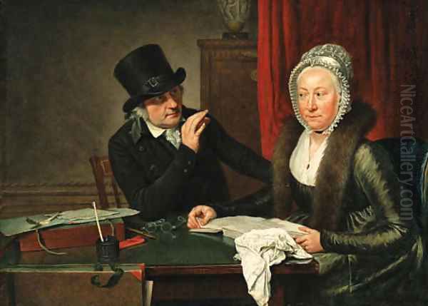 A lady and gentleman conversing at table - view 1