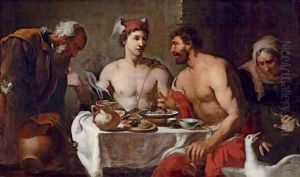 Jupiter and Mercury in the house of Philemon and Baucis by Johann Heiss