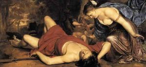 Venus and Amor Mourning the Death of Adonis c. 1655 by Cornelis Holsteyn