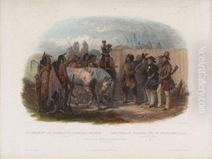 1809-1893) "travelers Meeting With The Minatarre Indians by Karl Bodmer