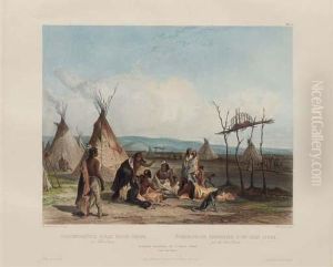 Funeral Scaffold Of A Sioux Chief, From by Karl Bodmer