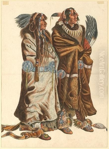 Sih-chida And Mahchsi-karehde,
Mandan Indians; Pehriska-ruhpa, A Minitarre Warrior In The Costume Of A
Dog Dancer (a Pair) - view 1