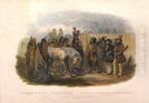 The Travellers Meeting With
Minatarre Indians (pl. Xxvi), From Travels In The Interior Of North
America by Karl Bodmer