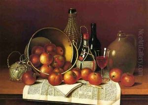 Still Liife with Wine and Apples by Thomas H. Hope
