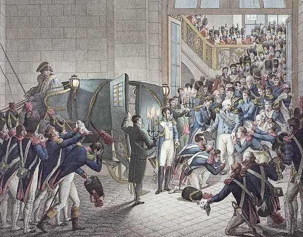 Departure of Louis XVIII 1755-1824 King of France and Navarre from Les Tuileries - view 1