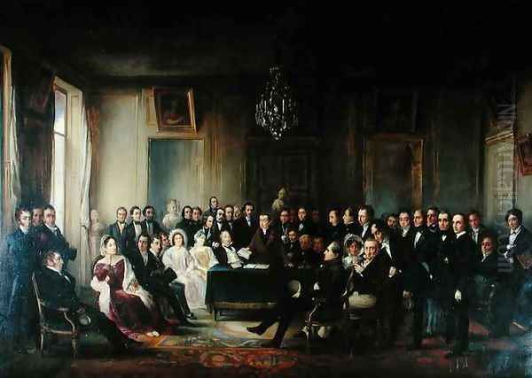 Francois Andrieux 1759-1833 Reading his Tragedy Junius Brutus in the Foyer of the Comedie Francaise - view 1