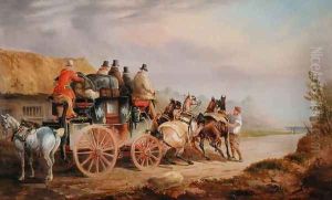 Mail Coaches on the Road The Quicksilver Devonport London Royal Mail about to Start with a New Team by Charles Cooper Henderson
