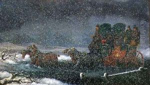 A Stagecoach Fording a Stream in a Snowstorm by Charles Cooper Henderson