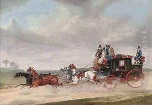A stagecoach at full speed by Charles Cooper Henderson