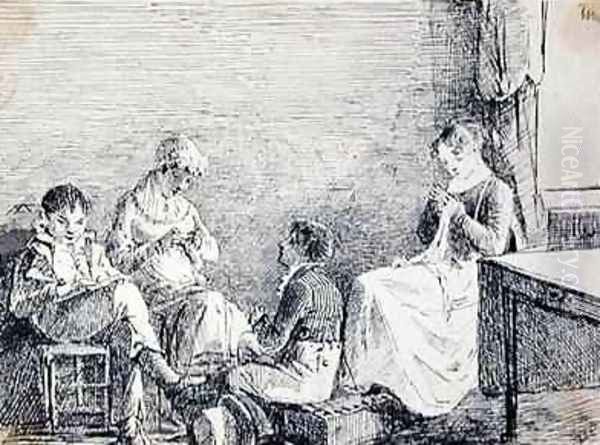 Family group in an interior - view 1