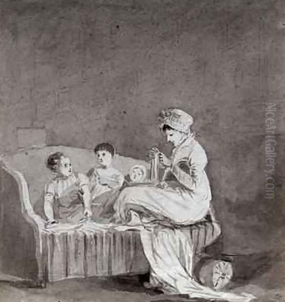 A Mother Sewing - view 1