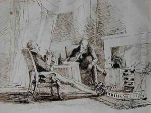 Two Gentlemen Drinking by the Fire by John Harden