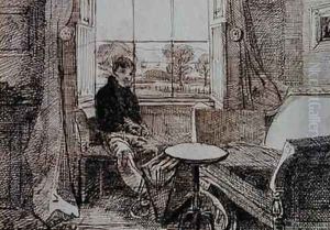 Boy Seated at a Window Seat by John Harden