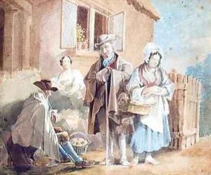 Outside a cottage by John Harden