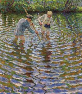Young Boys Fishing For Crayfish by Nikolai Petrovich Bogdanov-Belsky
