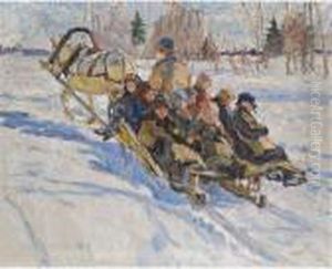 Children Riding In A Sleigh by Nikolai Petrovich Bogdanov-Belsky