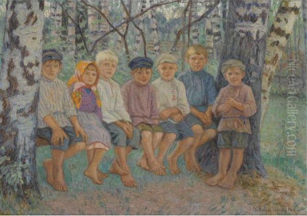 Children On A Bench - view 1