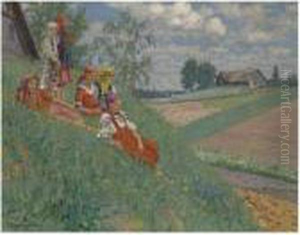 Children In A Meadow - view 1