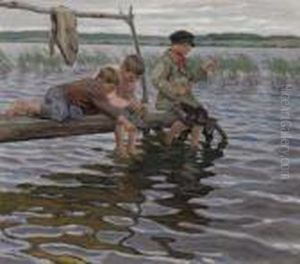 Boys Fishing Off A Pier