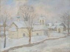 Talvine Maastik Kirikuga by Nikolai Petrovich Bogdanov-Belsky