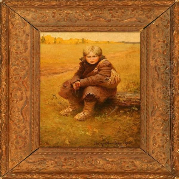 Young Pilgrim Resting On An Autumn Field - view 1