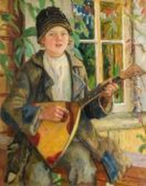 Young Boy With A Balalaika - view 1