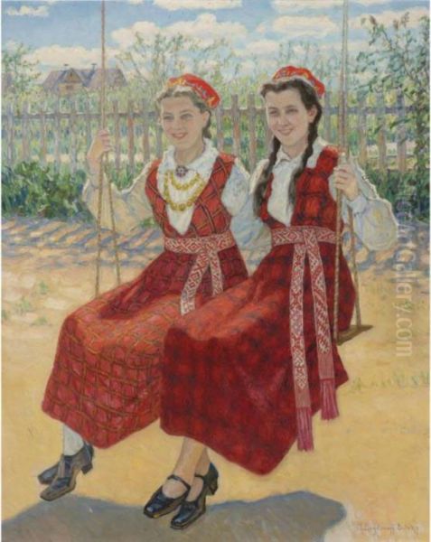 Two Girls On A Swing - view 1