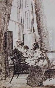 Three Women in a Georgian Interior by John Harden