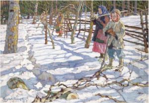 Young Drivers On A Bear Hunt by Nikolai Petrovich Bogdanov-Belsky