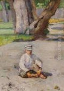 Garcon Assis Devant Un Arbre by Nikolai Petrovich Bogdanov-Belsky