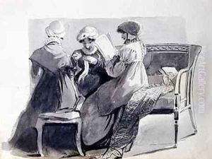 Three Women on a Sofa by John Harden