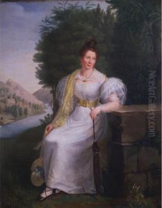 Lady In A White Dressseated In The Countryside by Louis Leopold Boilly