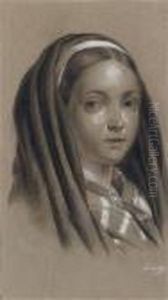 Potrat Eines Jungenmadchens Mit Kopftuch by Louis Leopold Boilly