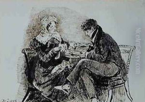 Man and Woman Reading at a Table
