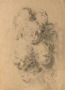 Feuille De Tetes D'expressions D'enfants by Louis Leopold Boilly