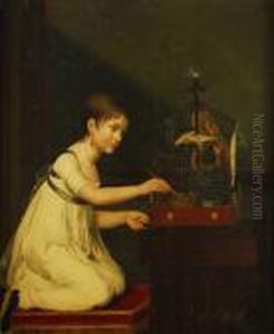 Nia±a Con Una Jaula De Pajaros by Louis Leopold Boilly