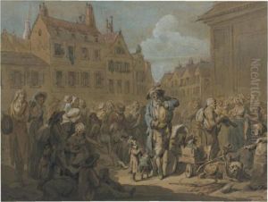 'les Chiens Savants': A
Performer With Dancing Dogs In A Townsquare Surrounded By Spectators by Louis Leopold Boilly