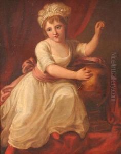 Eines Kleinen Madchens In Weisem Kleidchenmit Roter Scharpe by Louis Leopold Boilly