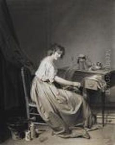 A Young Woman Grinding Coffee by Louis Leopold Boilly