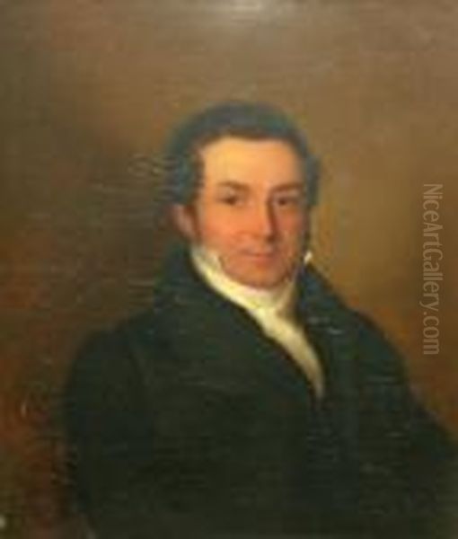 Portrait Of A Gentleman, Seated 
Half-length In White Stock And A Black Coat, Turned To The Right - view 1