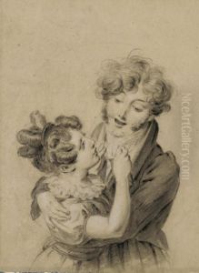 Une Femme Ajustant La Cravate De Son Mari by Louis Leopold Boilly