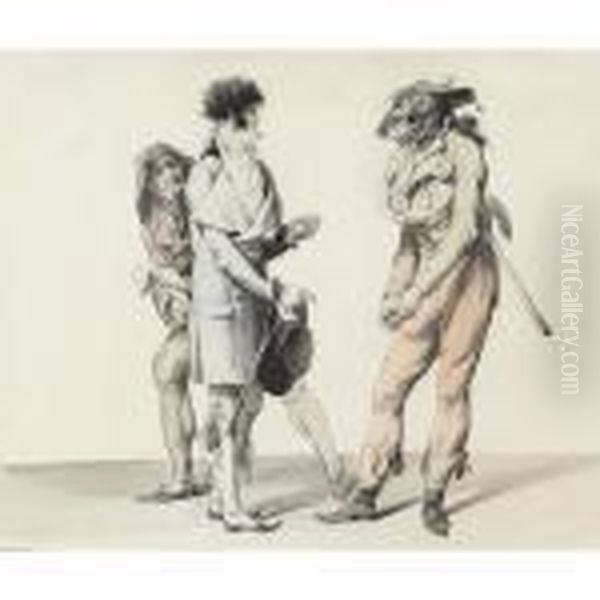 Les Croyables Au Perron [ ; Les 
Croyables Au Perron ; Black Chalk, Pen And Black Ink ; Grey Wash And 
Watercolour] - view 1
