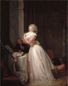 A Lady At Her Toilet Wearing A Pink Dress by Louis Leopold Boilly