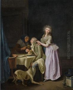 Elegant Interior With A Young
Man Conversing With An Old Woman Accompanied By A
Courtesan by Louis Leopold Boilly