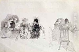 Two seated groups