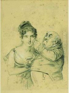 Un Homme Poudrant Le Visage D'une Jeune Femme by Louis Leopold Boilly
