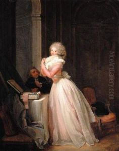 Lady At Her Toilet Wearing A Pink Dress by Louis Leopold Boilly