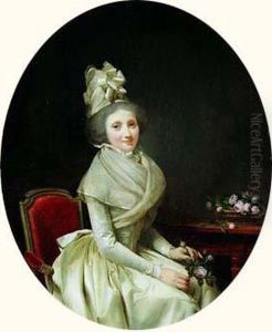 Portrait De Jeune Femme Assise Tenant Une Rose by Louis Leopold Boilly