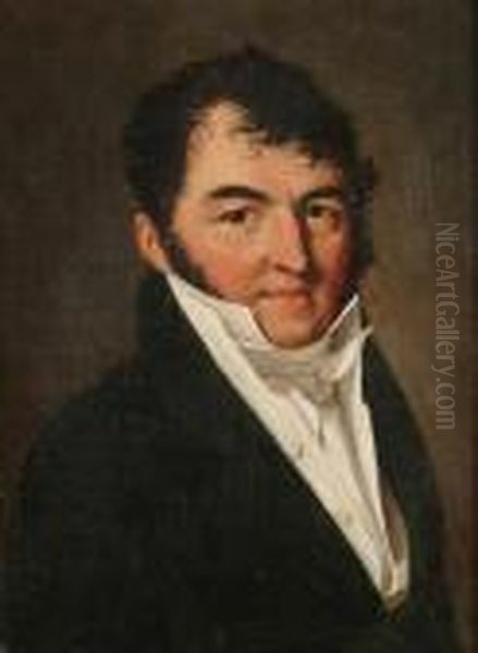 Portrait Of A Gentleman, Bust-length, In A Black Coat With A White Waistcoat And Cravat - view 1